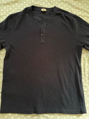 J Crew Seaboard Soft Knit Henley in Navy Men’s Size L